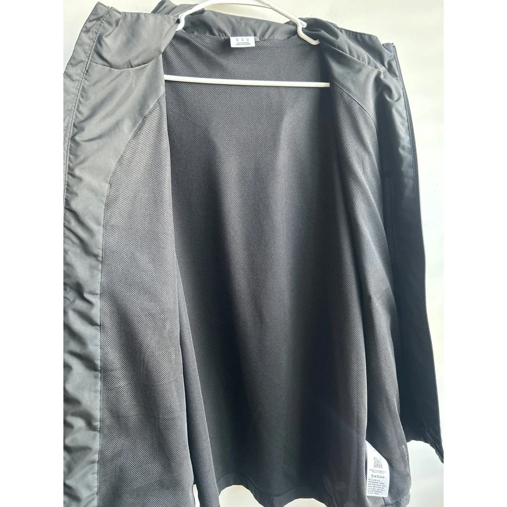Puma Solid Black Windbreaker Jacket Hooded Mens Size XL